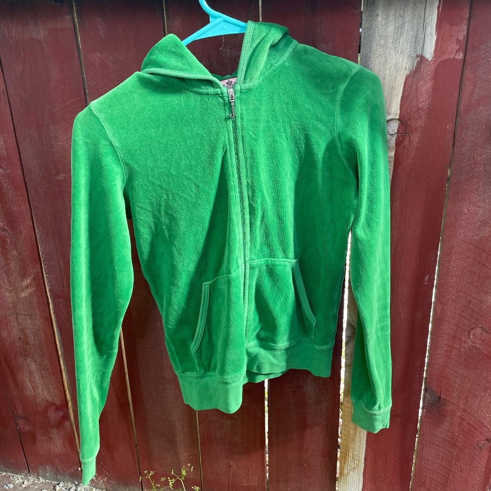 Vintage Y2K Juicy Couture green velour hoodie